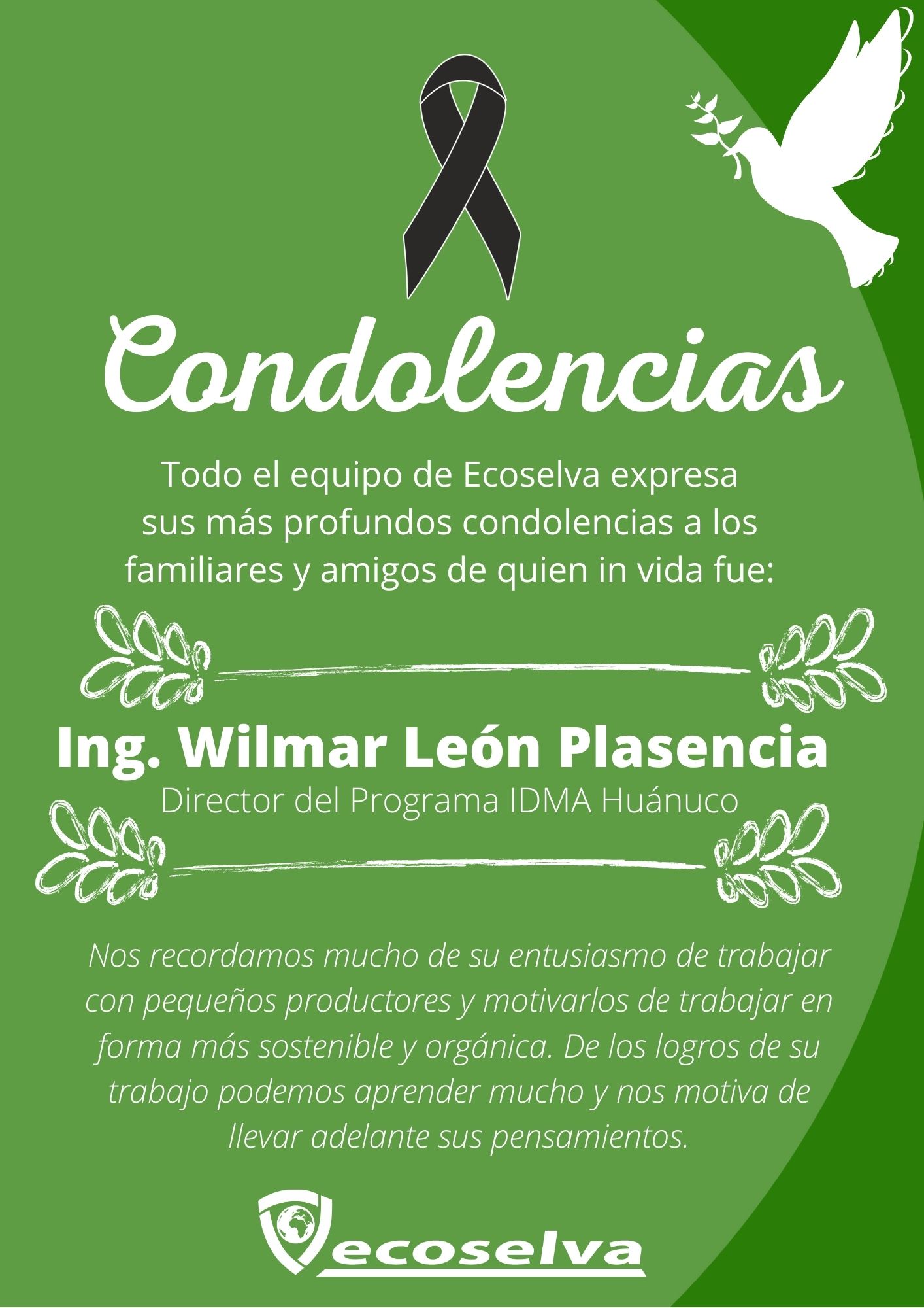 Mehr über den Artikel erfahren In Gedenken an Wilmar León Plasencia (IDMA-Huánuco)